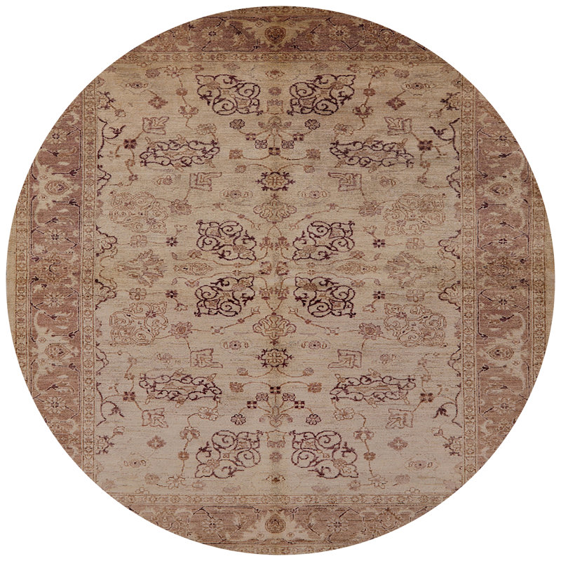 Tapis oriental beige / brun clair Goriun, Rond 5 pi