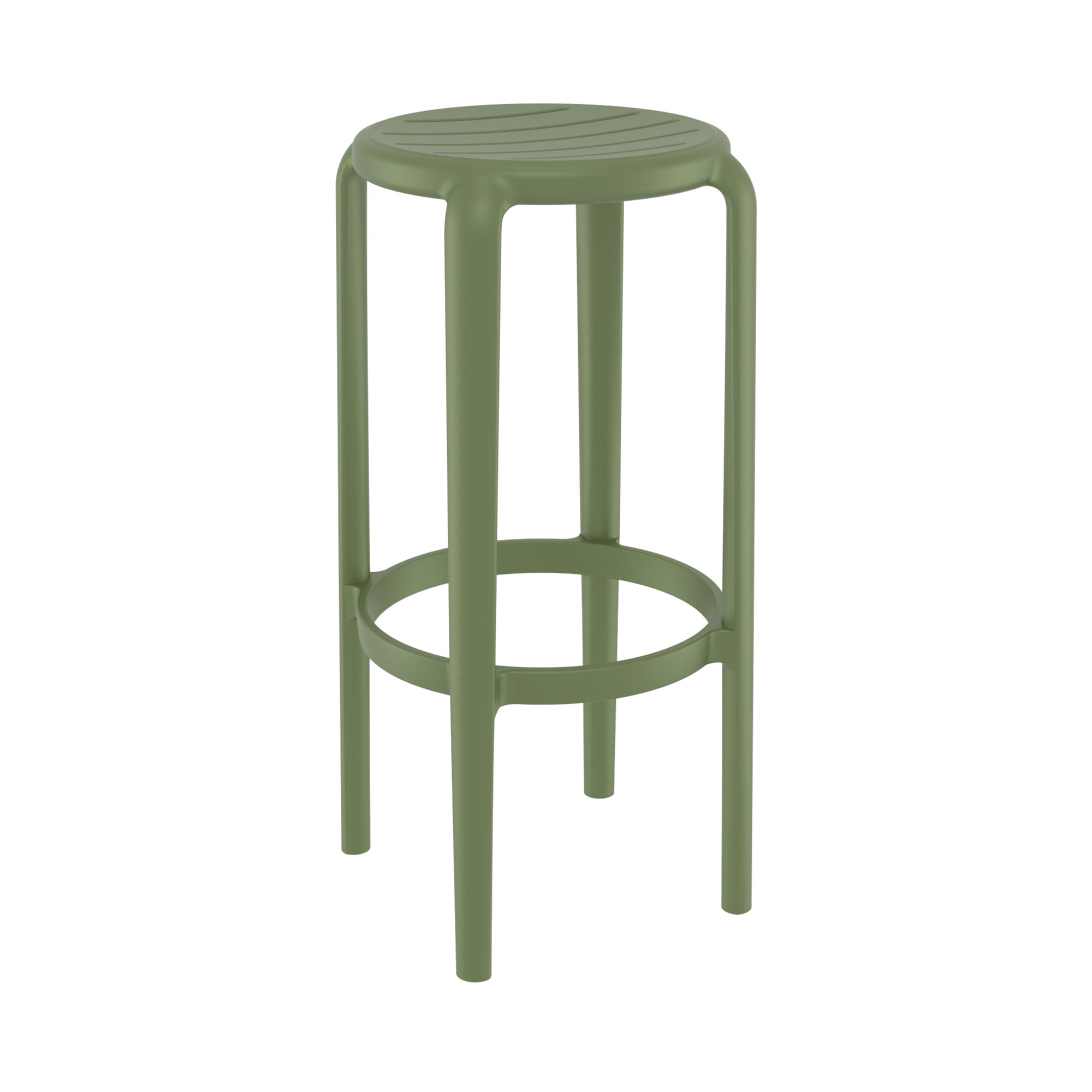 Awan Backless Outdoor Bar Stool, 29.75", Olive Green