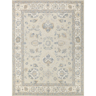 Exquisite Rugs Marietta Oushak Handmade Hand-Tufted New Zealand Wool On Canvas Ivory/Ivory Area Rug