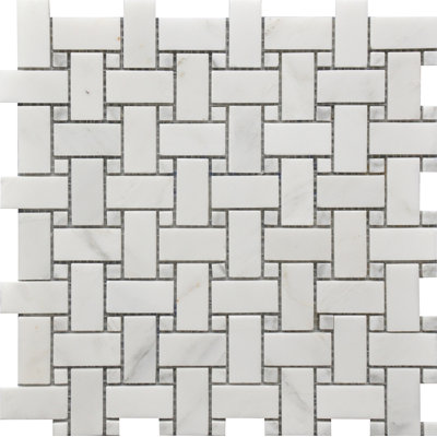 Basketweave Marble Mosaic Tile 12" x 12" – Classic Decorative Natural Stone marble look for Indoor Wall & Floor
