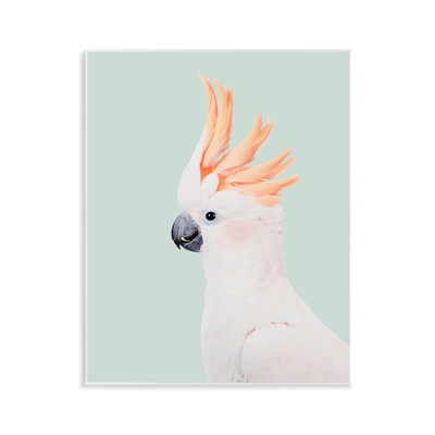 «White Cockatoo», art mural blanc sur bois par Sissi et Seb