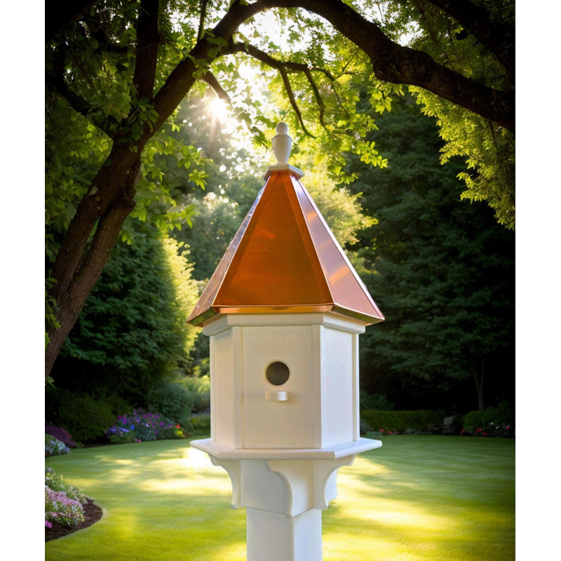 Maison d'oiseaux avec toit en cuivre Amish, 3 compartiments gigognes