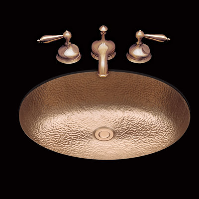 Lavabo de salle de bain ovale encastré en métal avec trop-plein