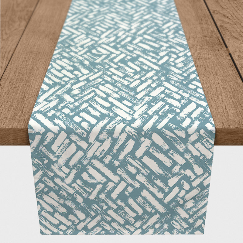 Chemin de table Doster, 90 po x 16 po, Bleu ciel, Abstraction 1