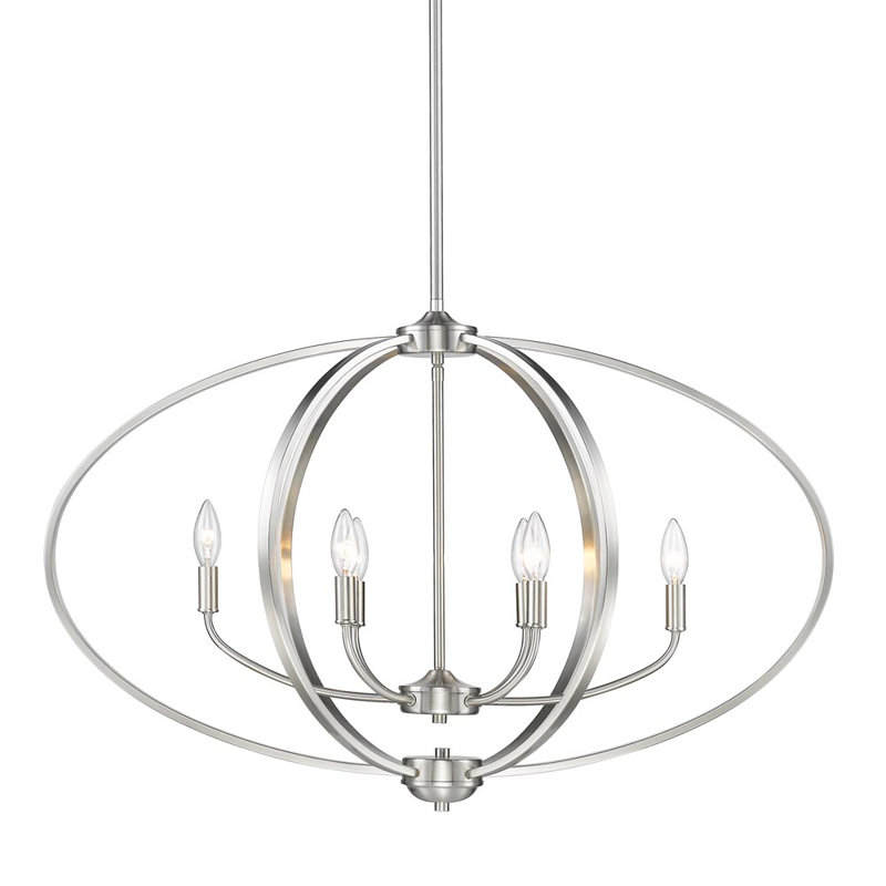 Petitt 6 - Light Dimmable Chandelier, Pewter, No Shade