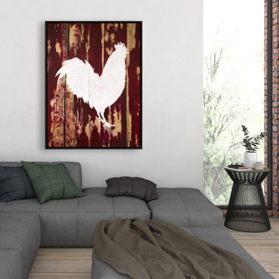 Rooster Silhouette Print On Canvas