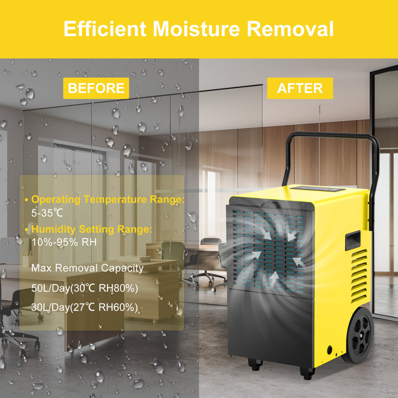 DAHTEC Industrial Air Dehumidifiers With Pump Or Tank, For Basements And Large Spaces