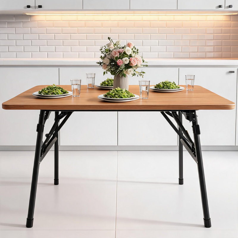 Table pliante, bureau pliable polyvalent moderne avec structure en métal robuste, plateau de table imperméable et résistant aux égratignures, table de travail portative facile à assembler pour le bureau personnel, le bureau, la salle à manger et le salon