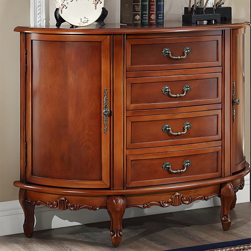 Armoire de rangement en bois massif sculpté de style américain de 39,37 po