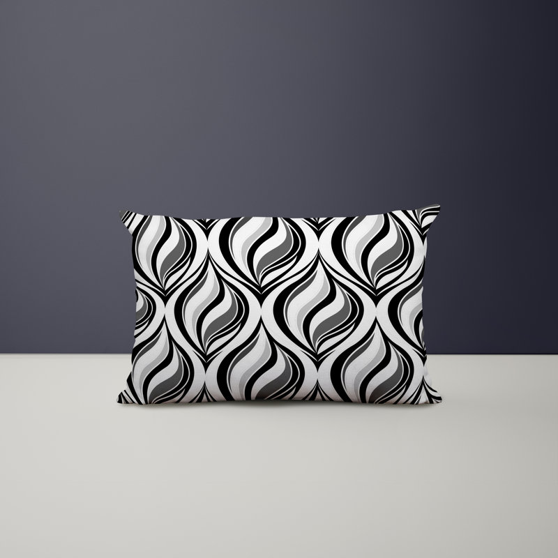 Polyester / Mélange de polyester Housse de coussin rectangulaire intérieure / extérieure lombaire et insert, Noir