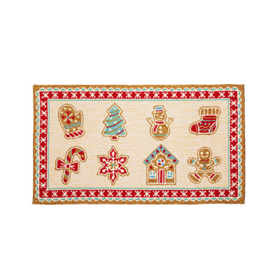 Tapis d'intérieur / extérieur en polypropylène crocheté en pain d'épice 24 po x 42 po