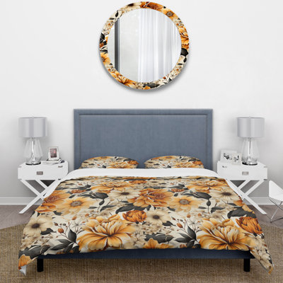 Autumn Cottage Flowers Pattern Floral Duvet Cover