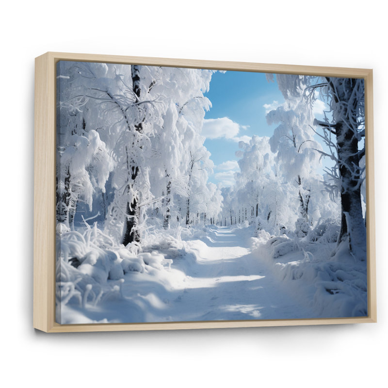 Winter Frosty Forest IV, reproduction d'art sur toile, Cadre naturel flottant, H 34 po x l 44 po x P 1,5 po