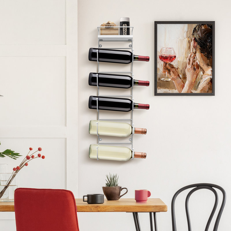 White Wall Mounted Towel Rack with Wooden Shelf