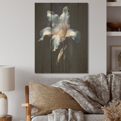 Clair de lune, blanc sauvage, iris, spectre, beauté - iris, art mural sur bois de pin naturel