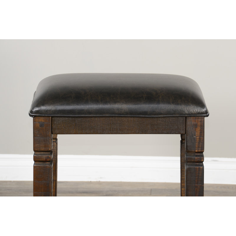 Mizell Upholstered Counter Stool with Solid Wood Frame, Bar Stool (30" Seat Height), Dark Brown