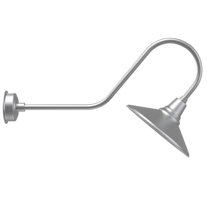 Luminaire de grange d’extérieur à del Albali, H 12 po x l 16 po x P 36 po, Argent galvanisé