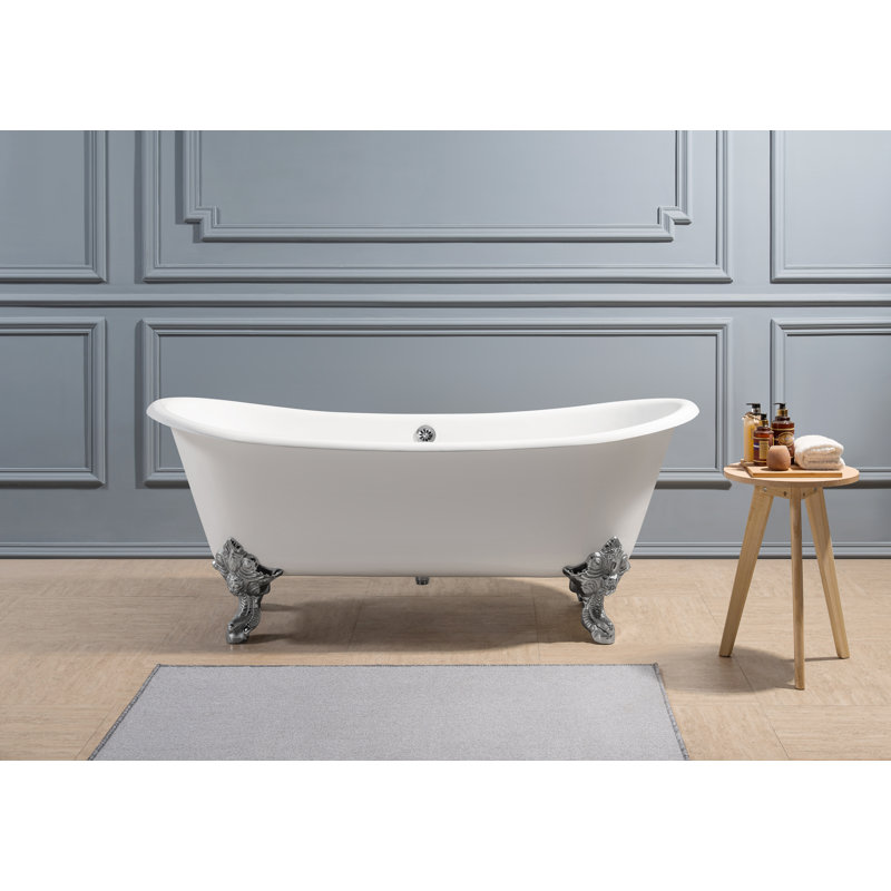 Baignoire de trempage sur pattes 72 "Streamline, Chrome poli, Chrome poli