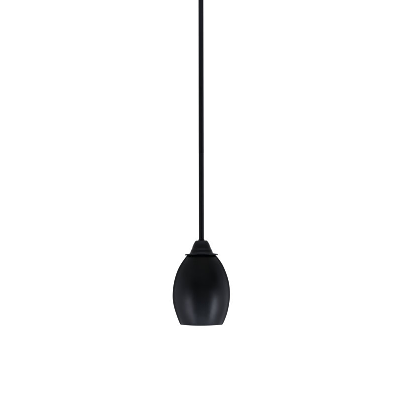 Paramount Stem Hung Pendant Shown In Matte Black Finish With 5" Matte Black Oval Metal Shade