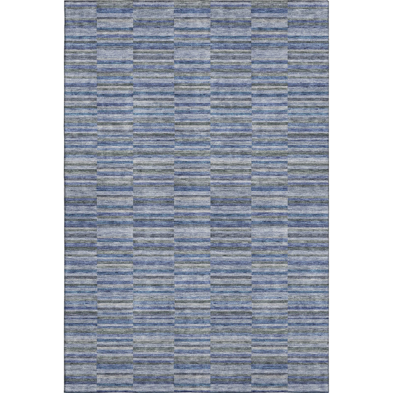 Premium Machine Washable Prisco Navy Rug, Rectangle 3' x 5'