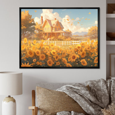 Tournesol doré à la ferme I - reproduction sur toile