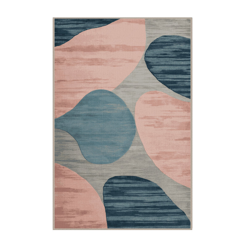 Tapis rose aquarelle lavable à la machine, Rectangulaire 2 pi x 3 pi