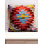 Geometric Blue: Red: Grey: Pink Square Throw Cushion Cover