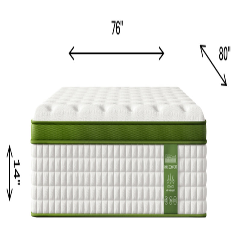 Matelas hybride de qualité supérieure avec mousse gélifiée et ressorts ensachés pour un sommeil optimal, 14", Très grand lit