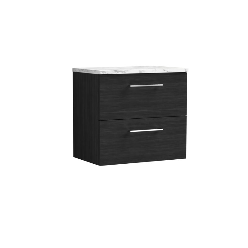Arno 23.82cm Single Bathroom Vanity Base Only, Charcoal Black Woodgrain
