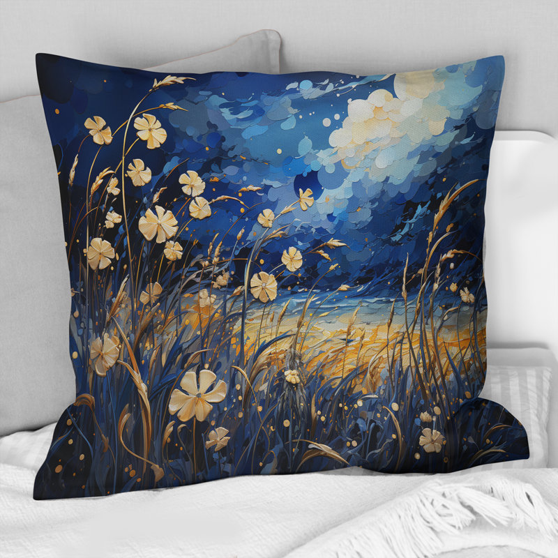 Coussin bleu marine Poppies Field - Meadow