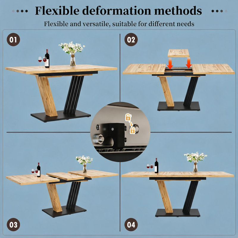 Extendable Metal Base Dining Table
