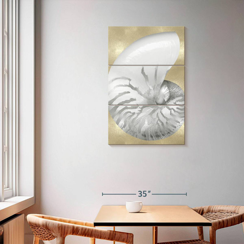 Aletra Silver Pearl Shell On Gold I, 57" H x 36" W