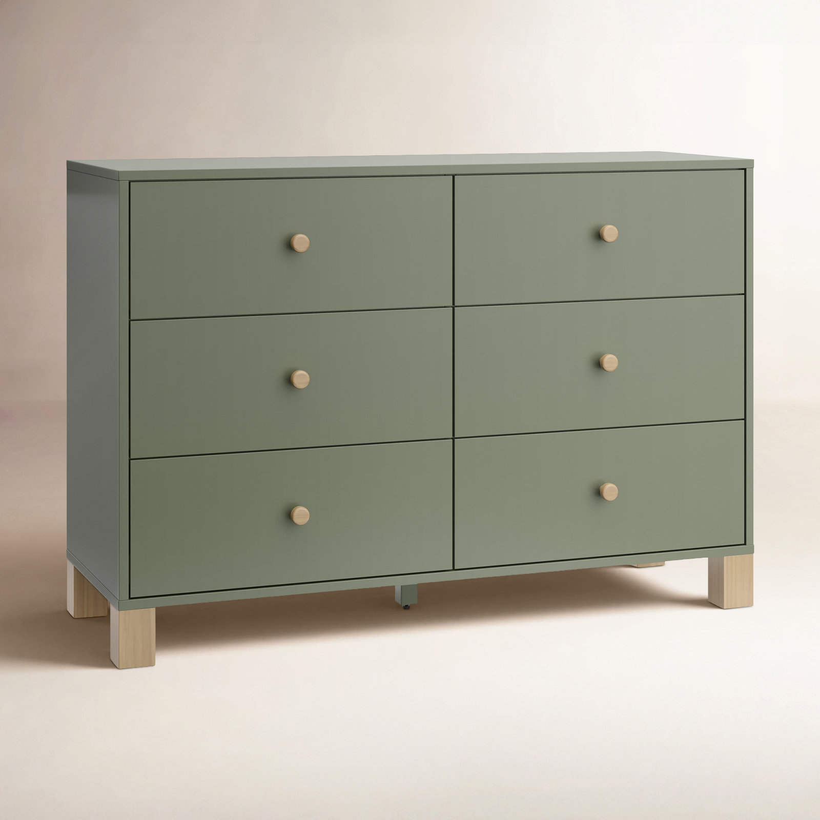 California 6 Drawer Dresser, Olive/Driftwood