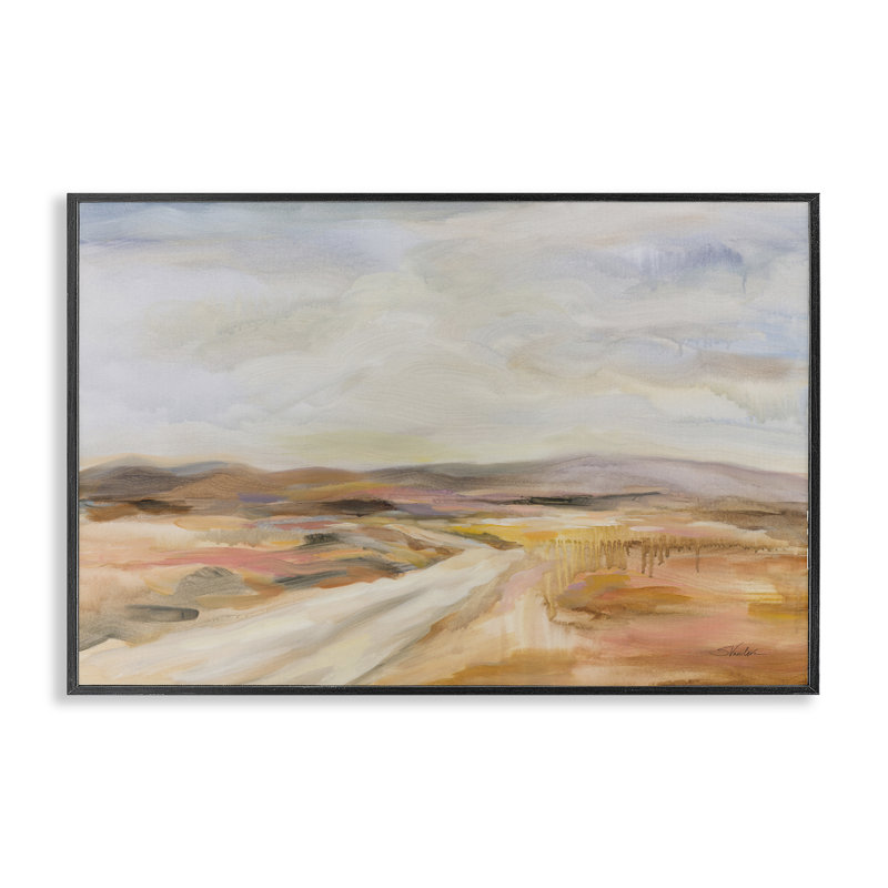  Art blanc de la route du désert, estampe numérique par Silvia Vassileva, H 12 po x l 18 po, Giclée encadrée noir minuit