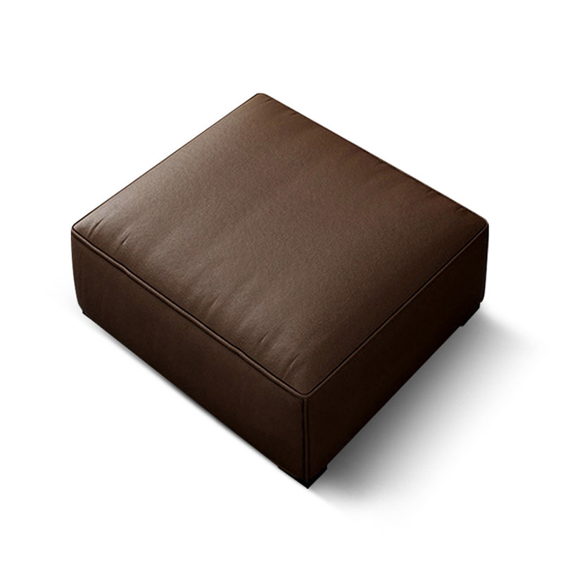 Repose-pieds brun en cuir véritable avec coussin