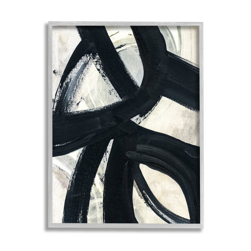 «Dynamic Modern Black Paint Strokes Bold Abstract» par Susan Jill - peinture à cadre flottant sur toile