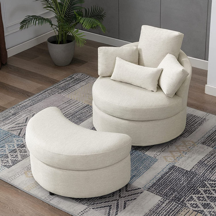 Ivy Bronx Depoliti Oversized Swivel Chair with storage ottoman and