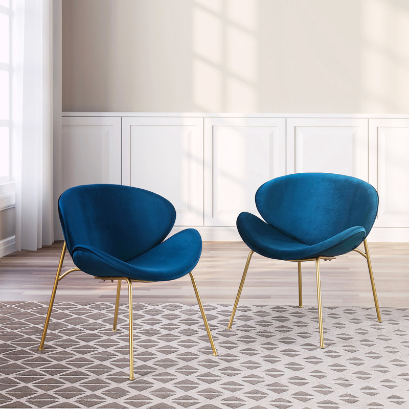 Kuhlman Velvet Side Chair Dining Chair, Blue