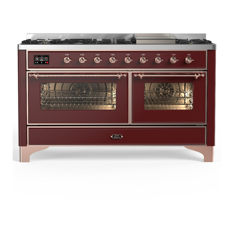Majestic III Series 60 Inch Dual Fuel Range with 7 Sealed Burners, Griddle, in Blue Grey (Liquid Propane, Burnished Trim)