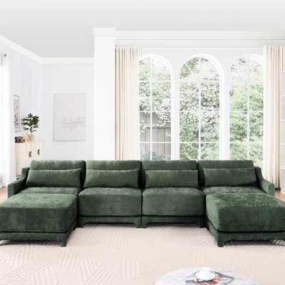 With Four Seats, Chenille, Matching , High - Quality Sponge, Ergonomic Seating, Easy Assembly For Various Areas , Assembly, Living Rooms