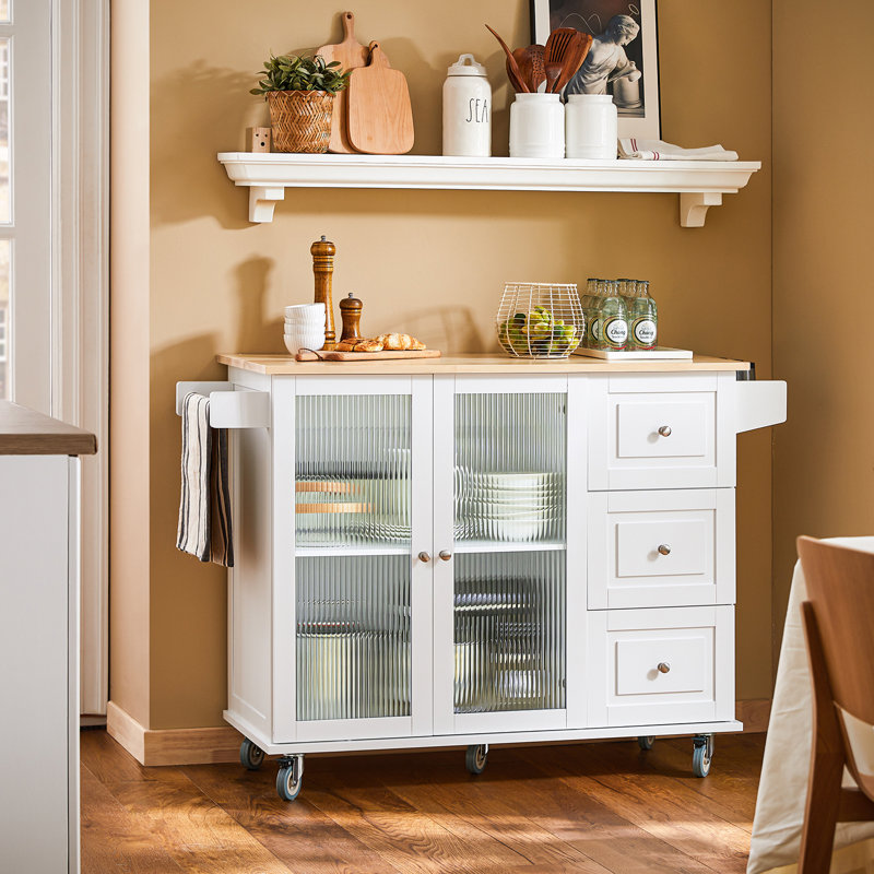 Rawson 120cm W Kitchen Island and with Locking Wheels