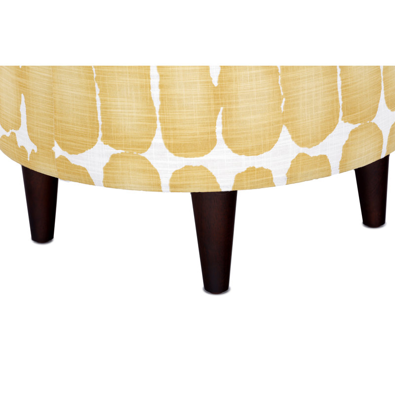 Repose-pieds standard rond 22 po Meila, Jaune / blanc 100% coton