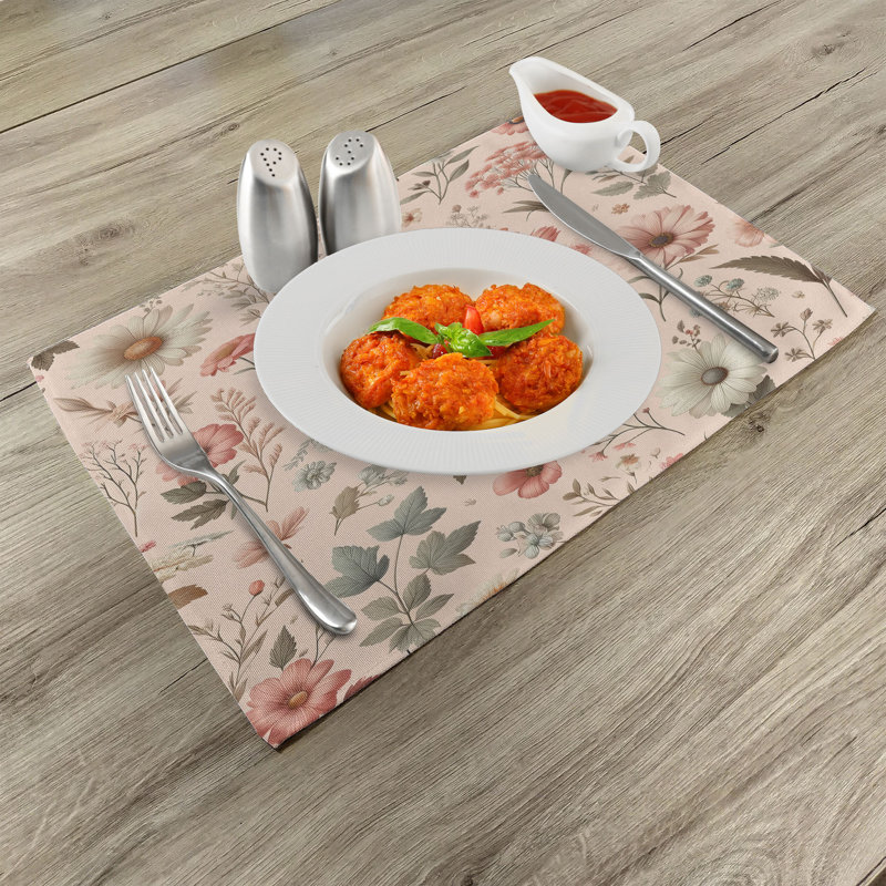 Polyester Blush Olive Green Rectangle Placemat (Set of 4)