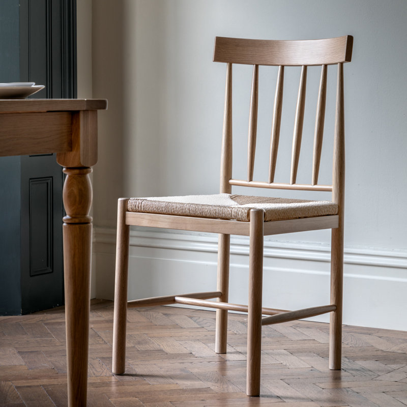 Laneise 46cm H Solid Wood Slat Back Side Chair in Brown, Brown