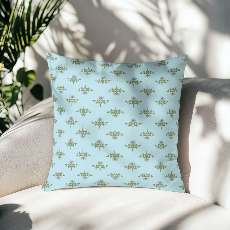 Coussin décoratif d'extérieur Flora, Carré 18 po, Bleu