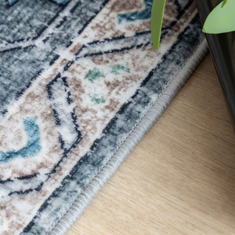 Janna Oriental Performance Machine Washable Area Rug Blue, Runner 2'6" x 8'