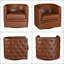 Fauteuil pivotant tonneau capitonné Capstone en similicuir brun riche avec têtes de clou bronze, structure en bois massif et entièrement assemblé