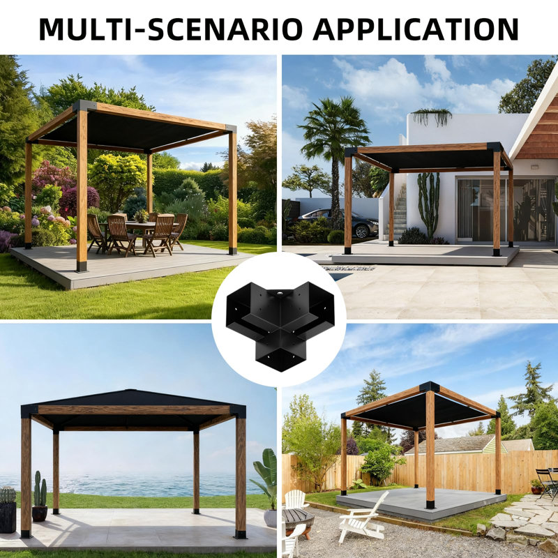 Ensemble de 4 pièces de quincaillerie en métal noir pour pergola