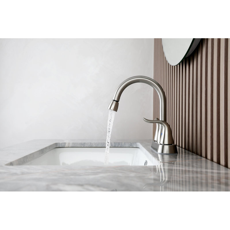 Pull-Out Bathroom Sink Faucet, Brushed Nickel 3-Hole Centerset Dual Handle Faucet With Pop-Up Drain, Aerator & Supply Lines Included