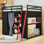 Lit mezzanine en bois avec garde-robe, tablettes et lumières RVB-41946122
